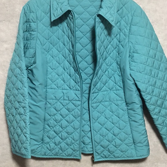 Green teal Puffer  Pendleton diamond quilted jacket Sz Sm Zip front NWOT - Picture 5 of 9